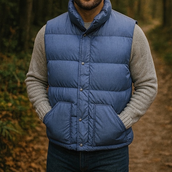 Vintage Down Filled Puffer Vest Men Size Large Casual Winter Ski Cozy Warm - Picture 8 of 8